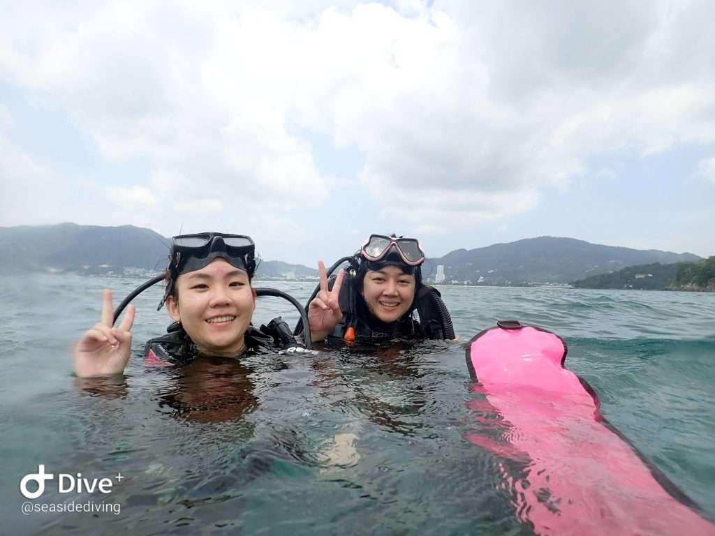 Diver on surface with SMB